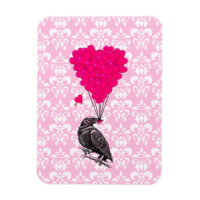 Imán Coro y corazón en damasco rosa (Vertical)