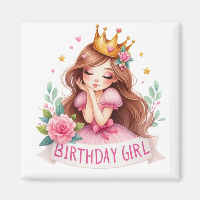 Imán Corona de cumpleaños de princesa (Frente)
