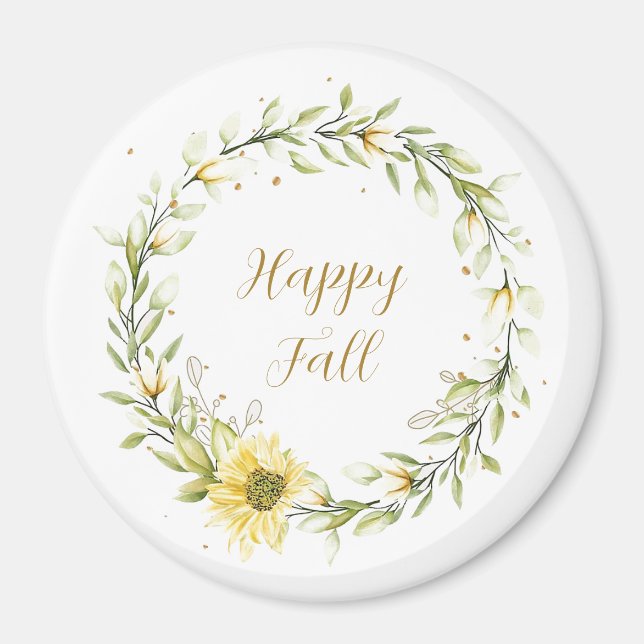 Imán Corona de flores de girasol con texto de personali (Frente)