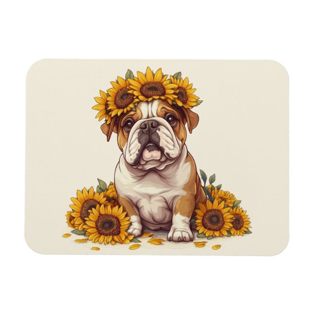 Imán Corona de girasol de Bulldog inglés (Horizontal)