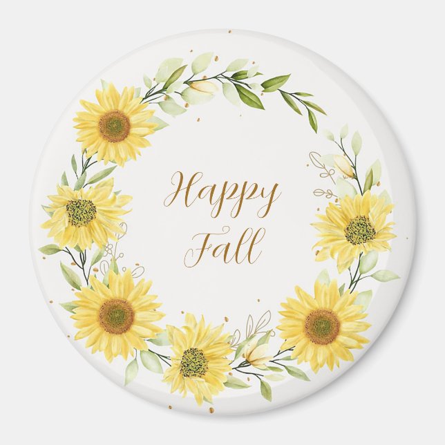 Imán Corona de girasoles con texto personalizable  (Frente)