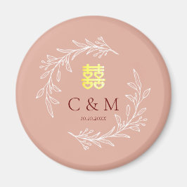 Imán Corona de hojas de rosa polvorienta boho para boda