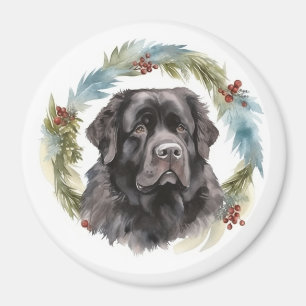Imán Corona de Navidad de Terranova Cachorro Festivo