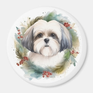 Imán Corona de Navidad Malti Tzu Pupilo Festivo