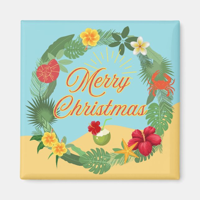 Imán Corona de Navidad Tropical (Frente)