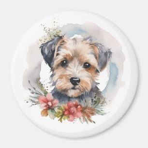Imán Corona de Navidad Yorkipoo Perro Festivo