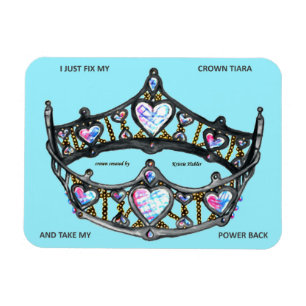 Imán Corona de Oro Reina Corazón Tiara verde azulado aq