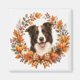 Imán Corona de otoño de Border Collie