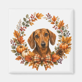 Imán Corona de otoño de Dachshund