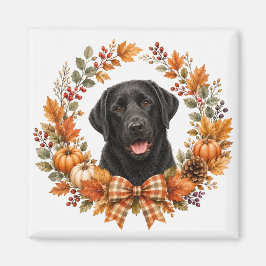 Imán Corona de otoño de Labrador negro