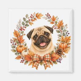 Imán Corona de otoño de pug