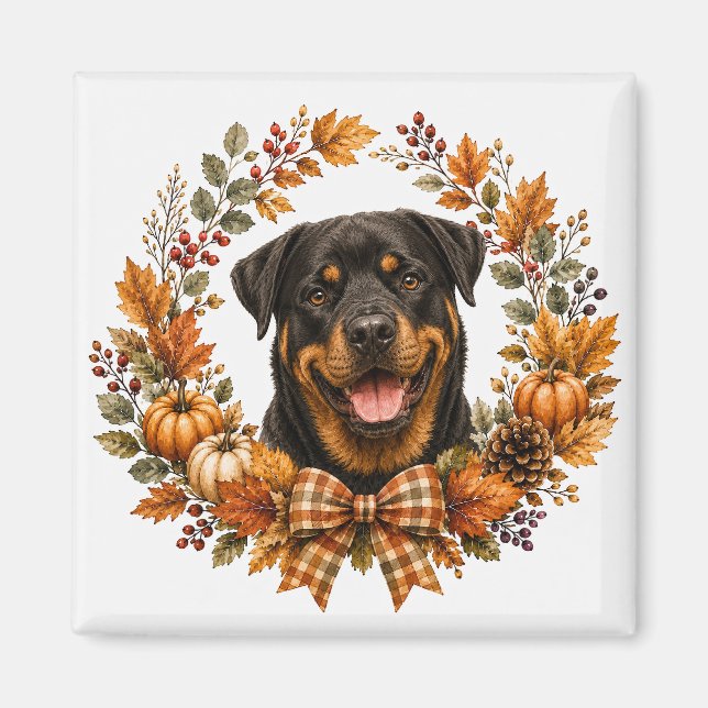Imán Corona de Otoño Rottweiler (Frente)
