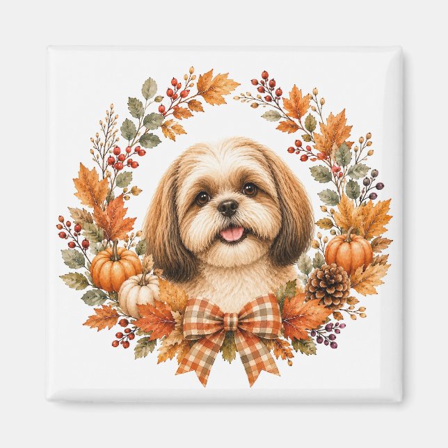 Imán Corona de Otoño Shih Tzu (Frente)