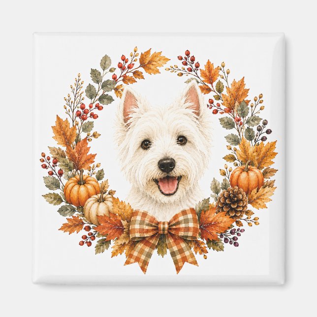 Imán Corona de Otoño Westie (Frente)