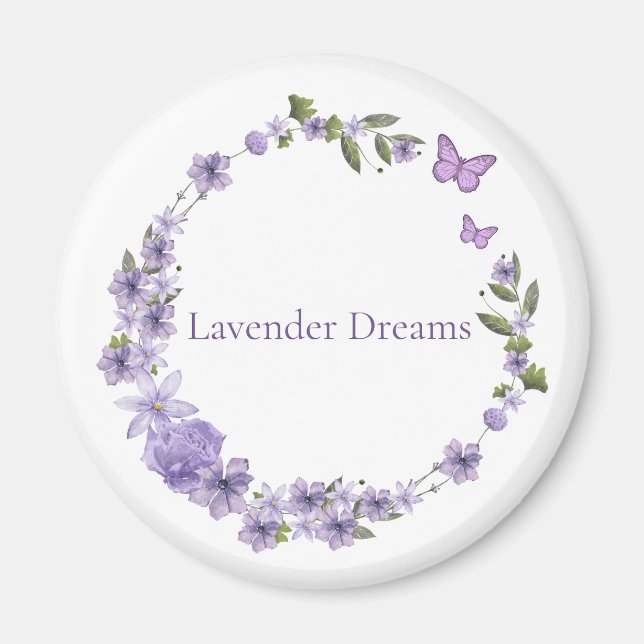 Imán Corona floral de lavanda Diseño botánico (Frente)
