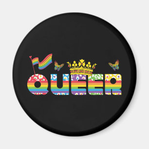 Imán Corona gay arcoiris con bandera y mariposas