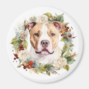 Imán Corona Navideña Festiva de Staffordshire Americano