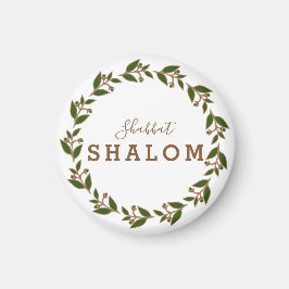 Imán Corona Verde Marrón, Shabat Shalom Acuarela