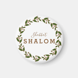 Imán Corona Verde Marrón, Shabat Shalom Acuarela