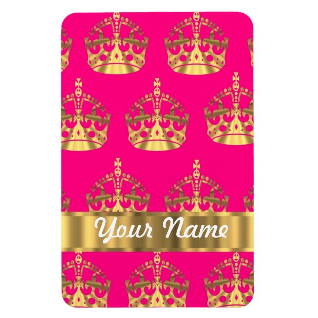 Imán Coronas de oro en rosa caliente (Vertical)