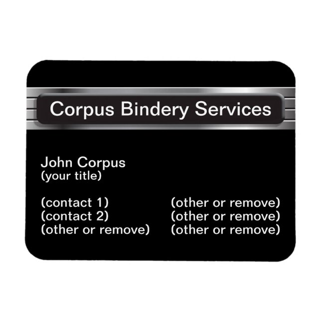 Imán Corpus Bindery Services Magnet Business Card (Horizontal)