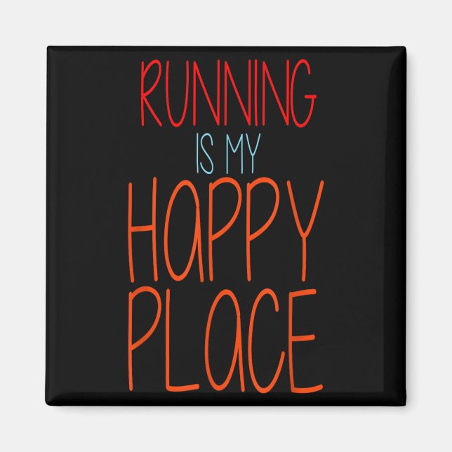 Imán Correr es mi feliz lugar Funny Marathon Runner (Frente)