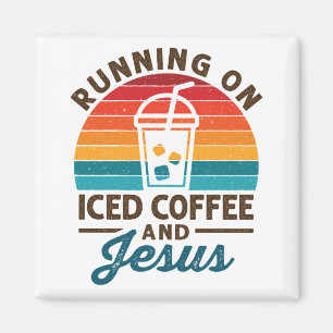 Imán Corriendo en el café helado y Jesús retro