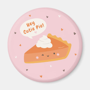 Imán Cortar trozo de tarta con el texto "Hey Cutie Pie"