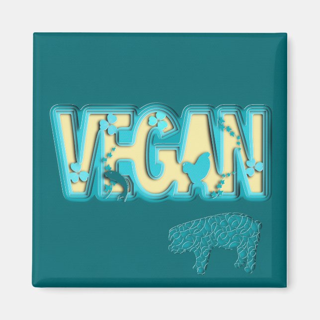 Imán Corte de papel vegano (Frente)
