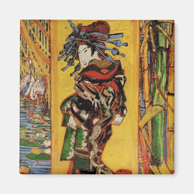 Imán Cortesía japonesa de Oiran por Vincent van Gogh (Frente)