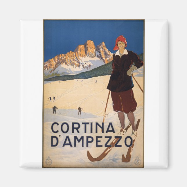Imán Cortina d'Ampezzo Viajes Poster Arte (Frente)