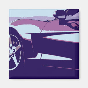 Imán Corvette púrpura de arte pop