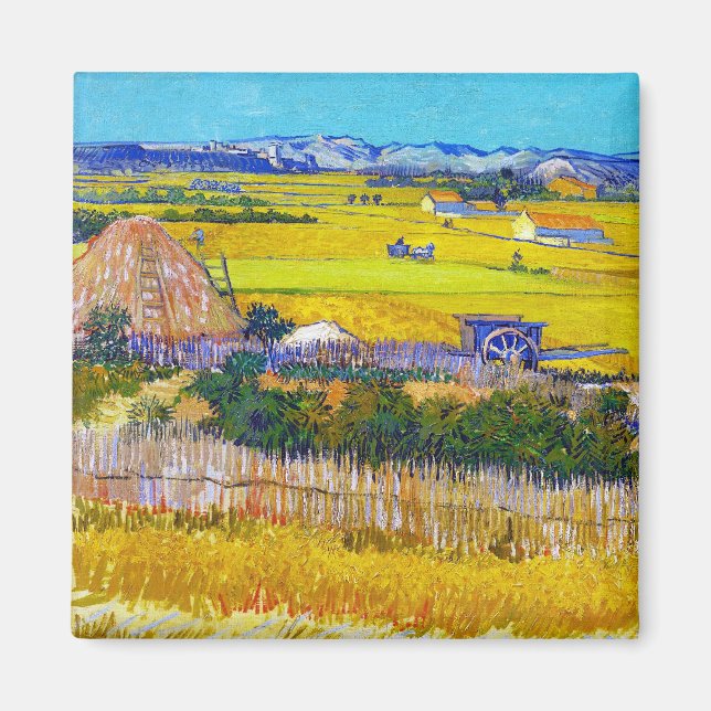 Imán Cosecha Paisaje con Blue Cart Vincent Van Gogh (Frente)