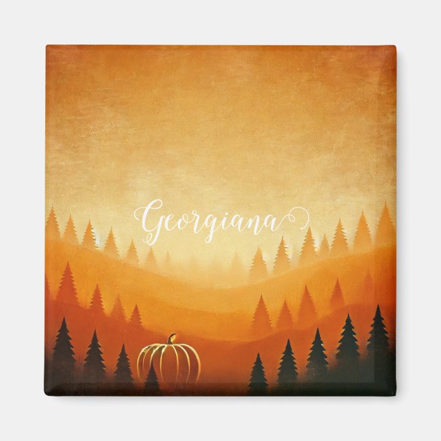 Imán Cosecha personalizada de calabaza cosecha otoñal (Frente)