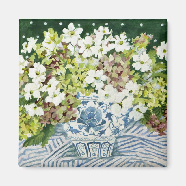 Imán Cosmos e hidrangeas en un jarrón chino 2013 (Frente)