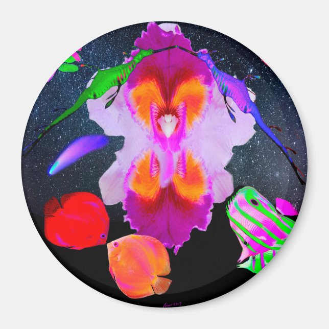 Imán Cosmos románticos por flor de poder (Frente)