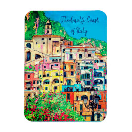 Imán Costa Amalfitana de Italia colorido arte contempor