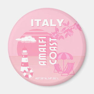 Imán Costa de Amalfi, Arte de Viaje, Rosa