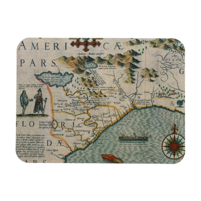 Imán Costa de Carolina del Norte, detalle del mapa titu (Horizontal)