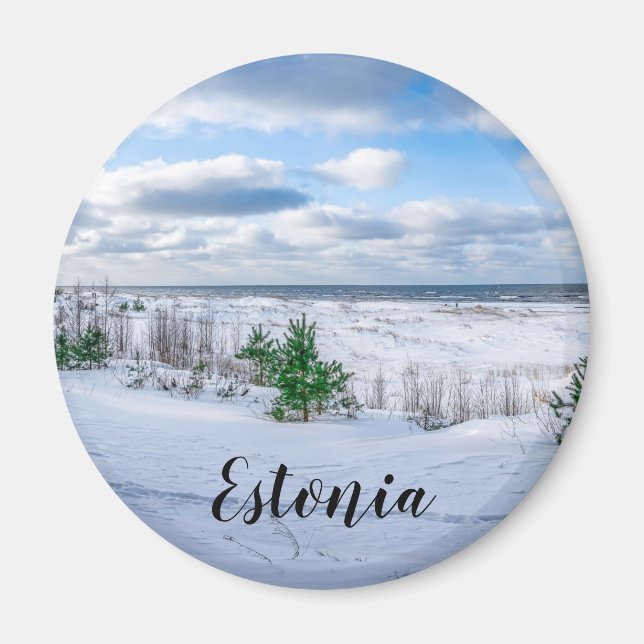 Imán Costa del Mar Báltico cubierta de nieve en inviern (Frente)