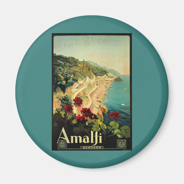 Imán Costa Italiana de Amalfi, Poster de Viajes de la V (Frente)