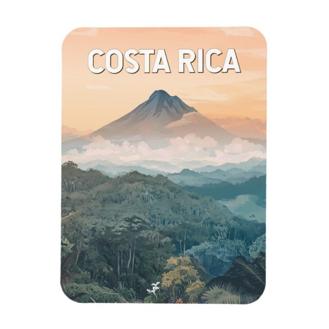 Imán Costa Rica Illustration Travel Art Vintage (Vertical)