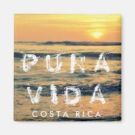 Imán Costa Rica Pura Vida Sunset Souvenir Magnet