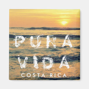 Imán Costa Rica Pura Vida Sunset Souvenir Magnet