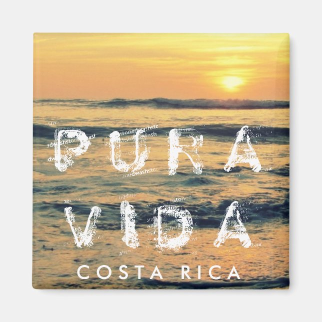 Imán Costa Rica Pura Vida Sunset Souvenir Magnet (Frente)