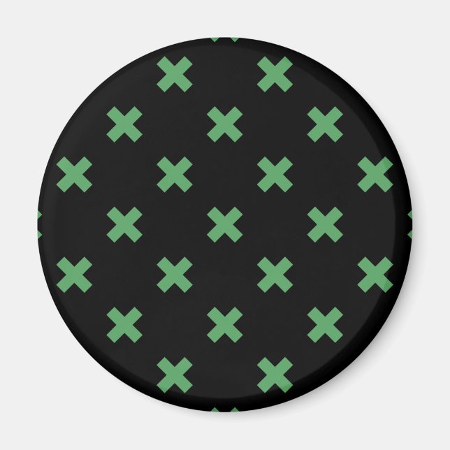 Imán Costillas de cruz verde sobre negro (Frente)