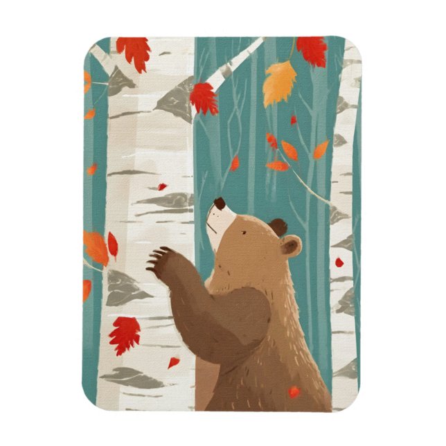 Imán Cosy Fall Woodland Bear (Vertical)