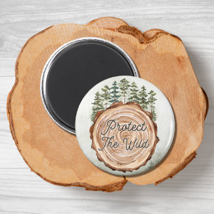 Imán Cota de Día de la Tierra Disco de Madera Pinos Med