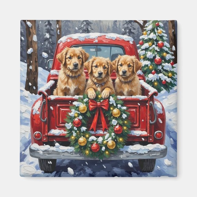Imán Coton de Tulear Christmas Red Truck Holiday (Frente)