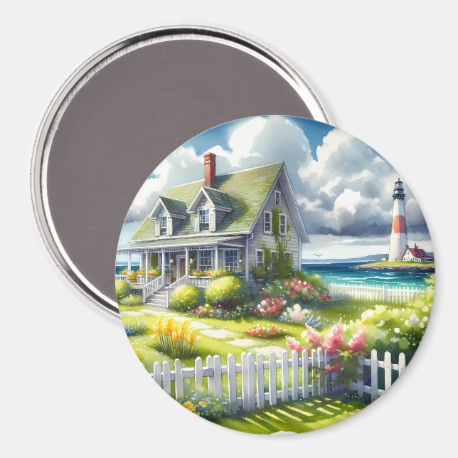Imán Cottage With View Of The Lighthouse (Anverso/Reverso)